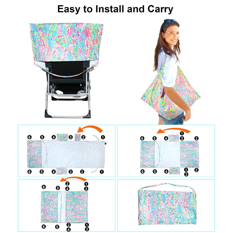 VOCOOL Beach Chair Towel Chaise Lounge Cover with Pockets and Clips Pool Chair Towel for Outdoor Patio Garden(Pink) - Image 5